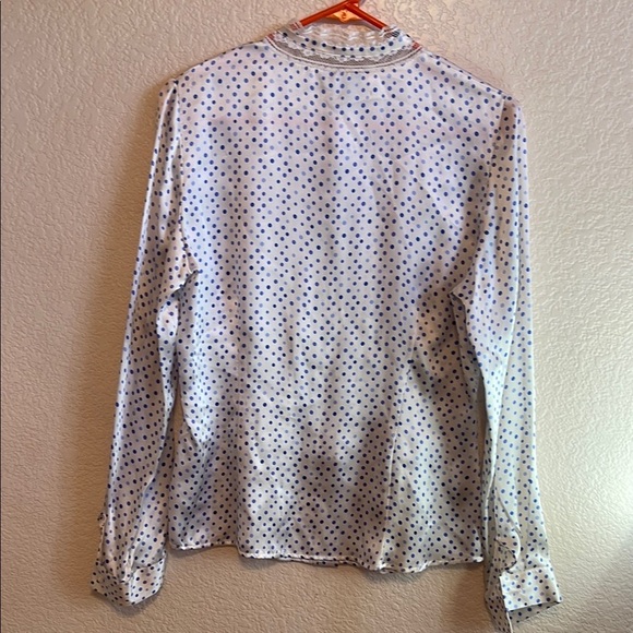 Bob Mackie White and Blue Polka Dot Blouse - Picture 8 of 8